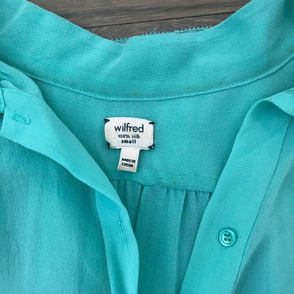 Aritzia silk turquoise blouse - Picture 4 of 4